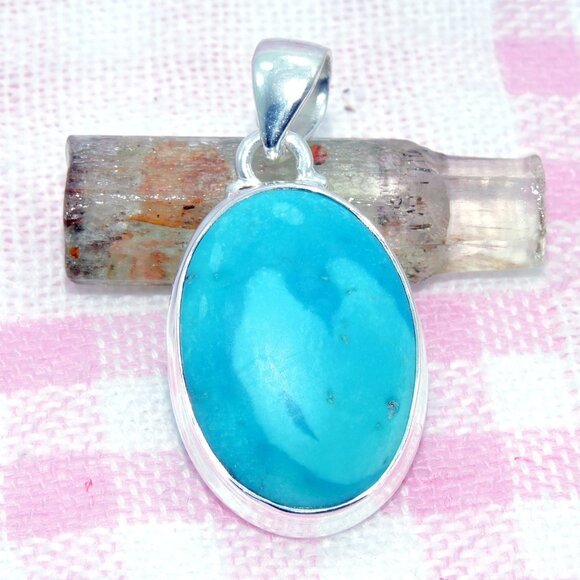 Sleeping Beauty Turquoise Arizona Pendant, Valuable Gemstones Jewelry - Picture 1 of 3